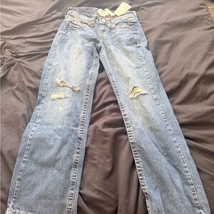 BDG Medium Blue Ripped Straight Leg Jeans